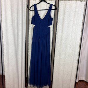 Women's Evening Gown BCBG MaxAzria Navy Blue Tool Open Back Dress- 59 inches